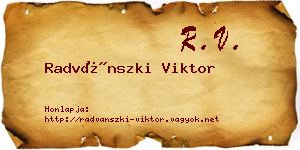 Radvánszki Viktor névjegykártya