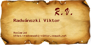 Radvánszki Viktor névjegykártya